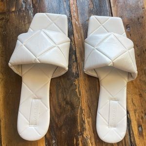 White faux leather sandals! Size 7.5 - never worn